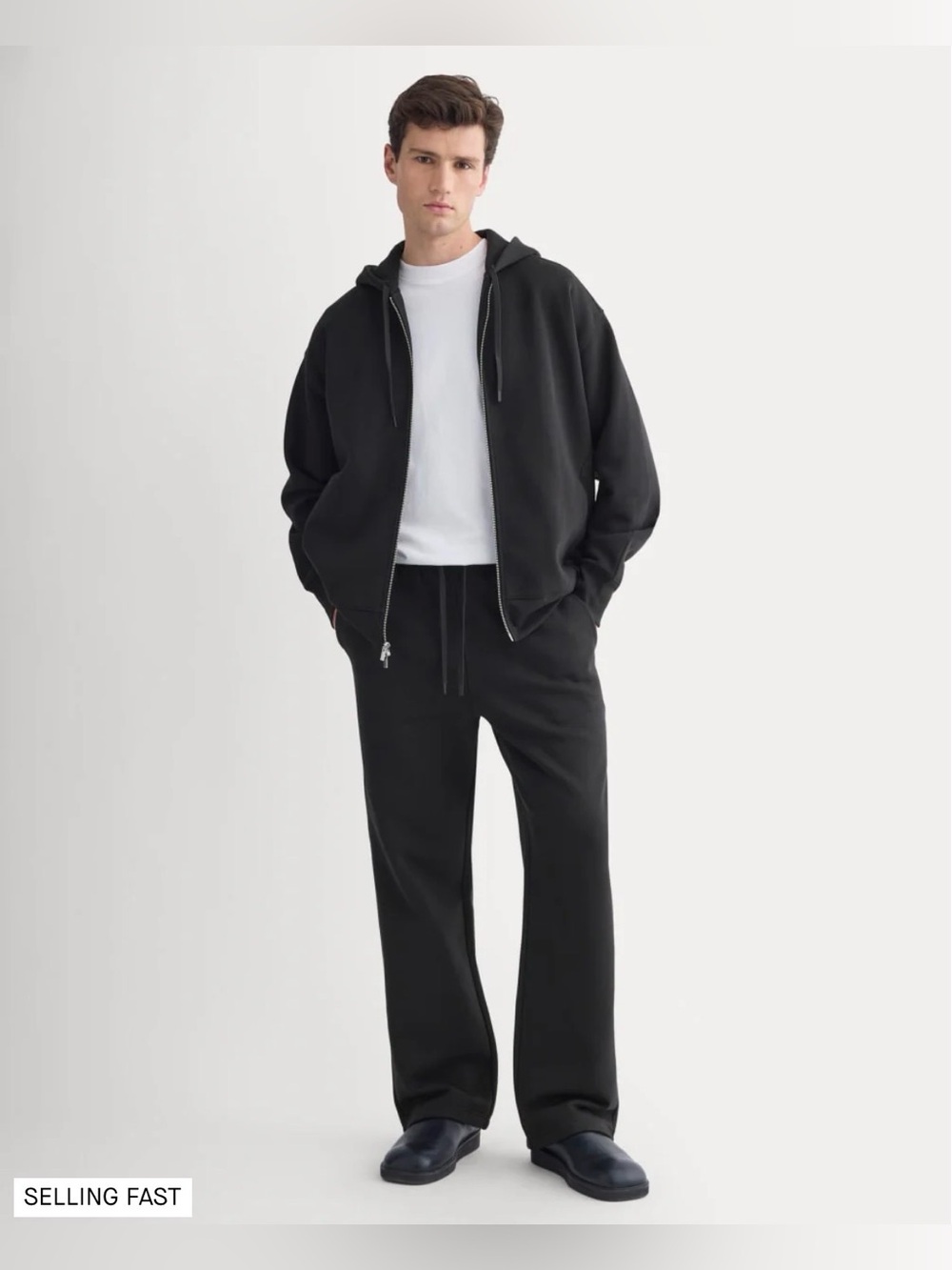 New Everlane LUXE FLEECE FULL-ZIP HOODIE Black Size M - Picture 10 of 10